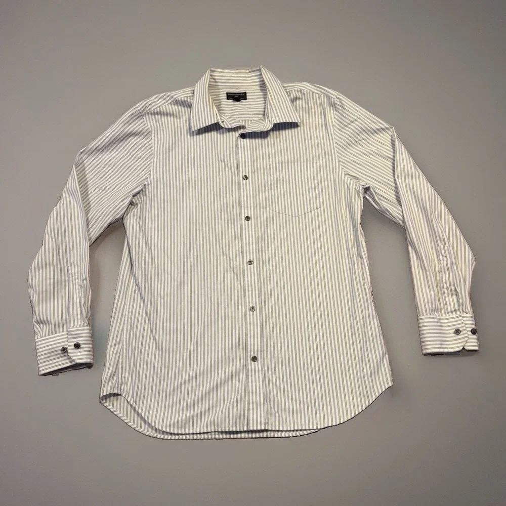 BANANA REPUBLIC Mens Striped Shirt Long Sleeved Button Down Size Large 16-16 1/2